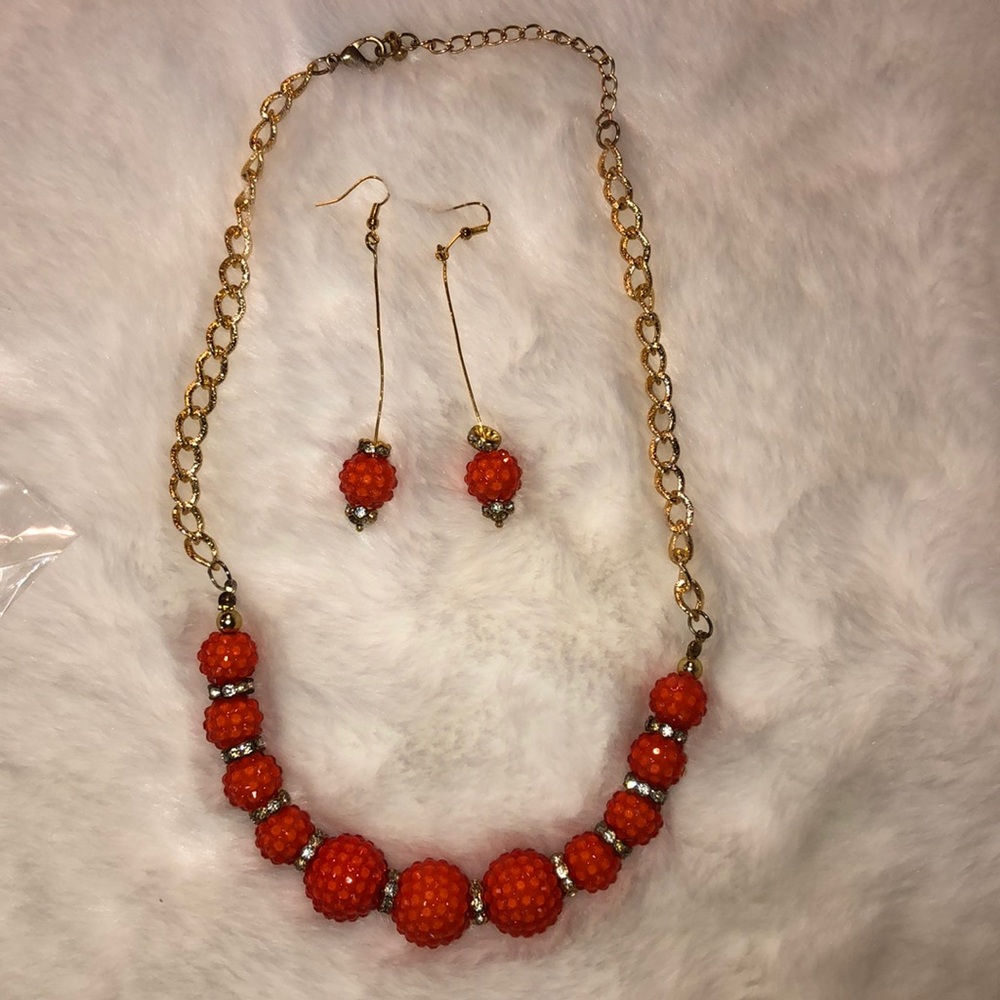 Gently used earrings and necklace set handmade